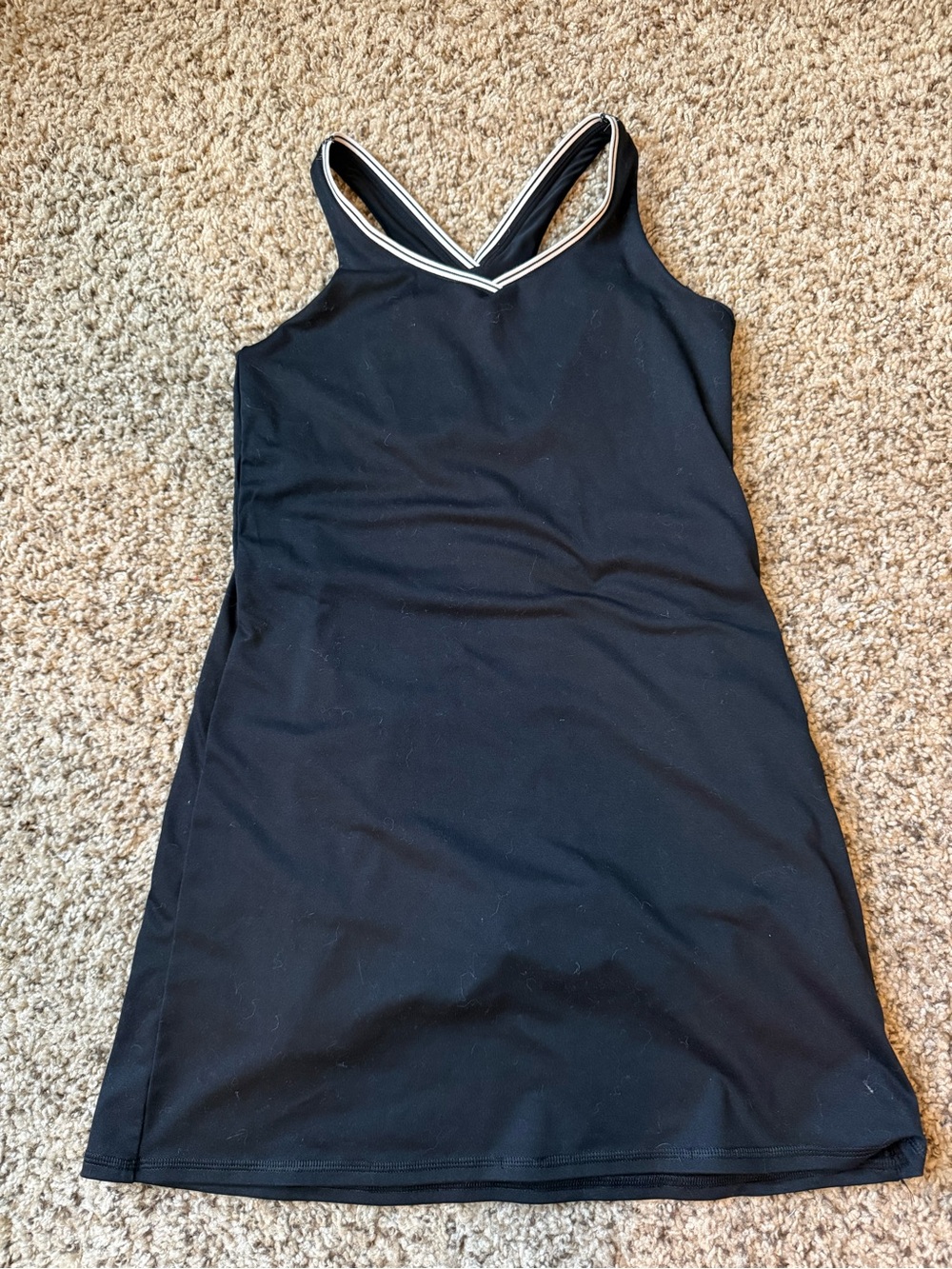 All in motion kids Black Tank Dress with Striped V-Neck Trim
